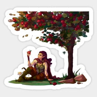 Elf chilling with an apple Sticker